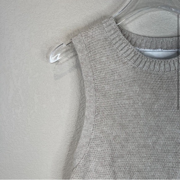 Brochu Walker Women’s Linen Blend Knit Sweater Tank Top Tan White Size Small - Picture 3 of 6